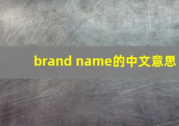 brand name的中文意思